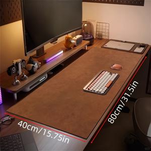 TEMU 빈티지 인조 가죽 데스크 매트 - 양면 미끄럼 방지 인조 가죽 마우스 패드, 스티치 처리된 가장자리, 청소가 쉬움, 사무실 및 홈 워크스테이션에 적합