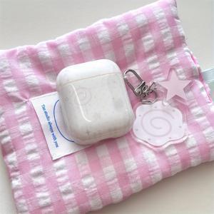 TEMU 에어팟 1 2 3 4 프로 프로2용 심플 화이트 배경 웨이브 도트 물고기 롤 헤드폰 보호 커버 + 물고기 롤 별 장식