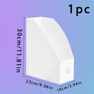 TEMU 흰색 모던 투명 플라스틱 잡지 책 파일 정리함, 수납 트레이 포함 — 가정 및 사무실용 내구성 있는 수납 선반, 책상이나 책장에 적합, 쉽게 접근할 수 있는 편리한 파일 정리함, 라벨 불필요