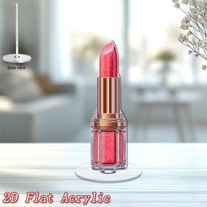 TEMU 2D 평면, 회전 립스틱 센터피스 - 반짝이는 핑크 립글로스 디스플레이 스탠드, 아크릴 립스틱 홀더, 화장대 장식용, 선물, 립스틱 & 글로스 튜브용 회전 베이스, 내구성 있는 탁상 장식, 2D 평면