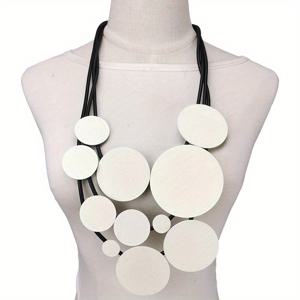 TEMU 에스닉 스타일 롱 화이트 라운드 디스크 파티 목걸이 패션 주얼리