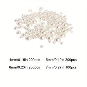 TEMU 300/700개 반원형 4mm~14mm 평평한 뒷면 구슬 광택 느슨한 카보숑 DIY 공예 목걸이 팔찌 보석 웨딩 드레스 네일 아트 장식