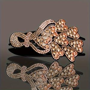 TEMU 1PS 고급 라인스톤 오리발 클립, 머리 뒤 스타일링을 위한 헤어핀, 여성 데일리 업스타일 및 파티 및 댄스에 적합하며 고급스러운 느낌을 주는 제품입니다.