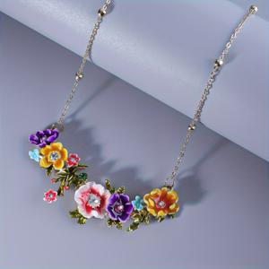 TEMU 여성을 위한 우아하고 달콤한 에나멜 꽃 목걸이. 축제, 생일, 데이트, 댄스, 연회, 결혼식, 파티, 휴가, 쇼핑, 비즈니스 및 일상적인 출퇴근에 적합합니다.