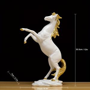 TEMU 1개 창의적인 라이트 럭셔리 레진 스탠딩 말 이미지 조각상 장식품, 홈 동물 조각 장식, 거실 TV 캐비닛 책상 장식 공예, 집들이 선물 및 친구 선물에 적합, 방 꾸미기에 완벽