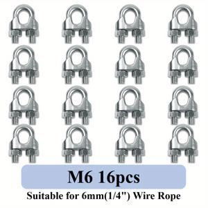TEMU 스테인리스 스틸 와이어 로프 케이블 클립 클램프, 8가지 사이즈, M2(1/16