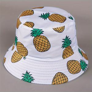 TEMU 남성을 위한 트렌디한 다용도 선글라스 버킷 햇으로 파인애플 프린트가 있는 양면 썬햇, 야외 휴가 여행용