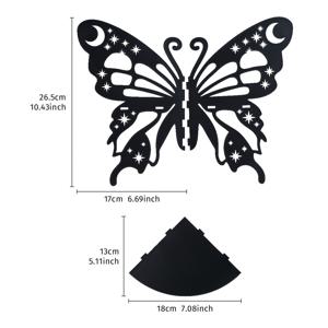 TEMU 창의적인 나무 속이 빈 나비 모양 코너 선반, 직각 장식 벽 선반, 가정 벽 장식에 적합