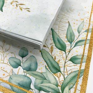 TEMU 1개/20장, 잎사귀 금색 가장자리 컬러풀 프린트 냅킨, 서양식 식탁용 일회용 이중층 프린트 페이퍼 타월, 봄 여름 파티 테이블보, 야외 모임 냅킨, 홈 키친 냅킨, 종이 플레이스매트 장식, 칵테일 냅킨, 졸업 축하 프린트 냅킨, 사각형 냅킨