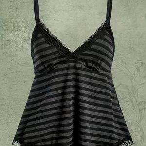 TEMU Y2K 레이스 트림 여성 탑