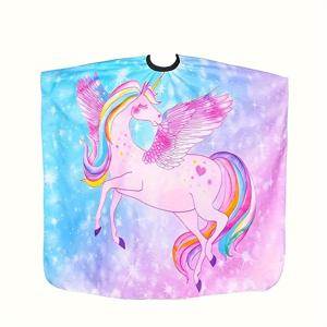 TEMU 조절 가능한 유니콘 & 공룡 헤어컷 케이프 - 폴리에스테르, 소녀 & 소년에게 완벽함