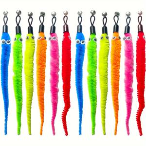 TEMU 고양이 벌레 장난감 리필 6/12개입, 고양이 장난감 막대 부착물 (벨 포함), 고양이 깃털 장난감 교체용, 고양이 장난감 막대 부착용 벌레, 고양이 막대용 추가품 (고양이 실내 지루함 해소용), 배터리 없음