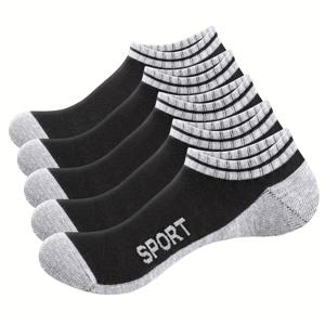 TEMU 남성용 발목 양말 5켤레 러닝 스니커즈 양말 로우컷 숏 스포츠 양말 통기성 탭 데일리 노쇼 양말 남녀공용 여름용 블랙 화이트