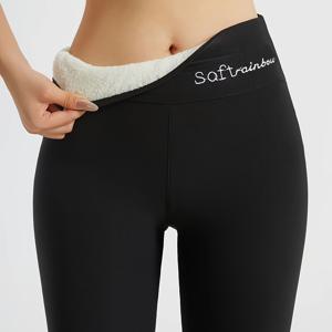 TEMU 여성용 보온 안감 하이웨이스트 레깅스, 두꺼운 겨울용 운동 레깅스, 요가 팬츠