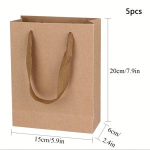 TEMU 크리스마스, 새해, 발렌타인데이 선물 포장에 완벽한 카키색 세로 크라프트 종이 선물 가방 5개 세트