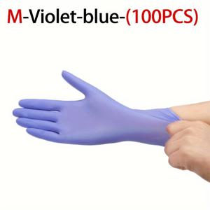 TEMU 100개 일회용 니트릴 장갑, 튼튼한 가정용 고탄력 청소 장갑, 주방 청소, 타투, 염색, 미용실 및 애완 동물 관리 용품에 적합한 방수 장갑 (블랙, 핑크, 블루, 화이트, 블루-퍼플 색상으로 제공)