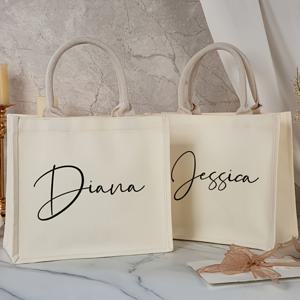 TEMU 맞춤형 신부 들러리 토트백, 이름 커스텀 신부 들러리 가방, 맞춤형 신부 토트백, 할로윈/크리스마스/추수감사절을 위한 완벽한 맞춤형 선물
