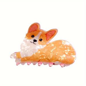 TEMU 1개 귀여운 동물 모발 클로 - 아크릴 코기 강아지 모발 클로 - 대형 상어 딥 - 선물 - 14세 이상 연령대 - 단일 프린트 - 여성용 모발 장식