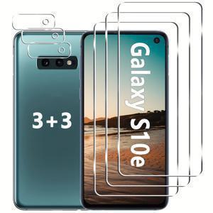 TEMU [3+3팩] 갤럭시 S10E용 스크린 보호 필름 및 카메라 렌즈 보호 필름 포함, HD 강화 유리, 9H 경도, 스크래치 방지, 간편한 설치, 기포 없는 부착, 삼성 갤럭시 S10E용으로 설계