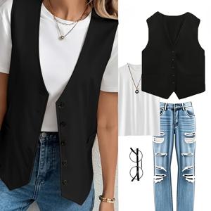 TEMU 세련된 캐주얼 조끼 겉옷