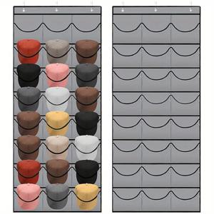 TEMU 야구모자 걸이, 27/24포켓 도어형 모자 정리대, 대형 투명 포켓 & 3개 후크, 옷장용 모자 보관 및 전시용