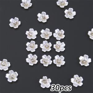 TEMU 2D 플랫 - 12mm 흰색 꽃 모양 아크릴 비즈 30개입 (라인스톤 포함), 재봉, 공예 헤어핀, 팔찌, 목걸이, 귀걸이 제작에 적합