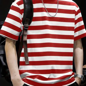 TEMU 패션 라운드넥 티셔츠 반팔 여름용 루즈핏 통기성 캐주얼 남성 상의