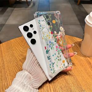 TEMU 플로럴 바인 패턴 소프트 쉘 카드 홀더 삼성 시리즈 A54/A53/A52(A52S 호환)/A34(5G)/A14(5G)/A13(5G) S21/S21U/S22/S22U/S23/S23+/S23U 및 S24 시리즈 A15/A35(5G)/A55(5G)/A25(5G) 최신 S25 시리즈 사진을 보관할 수 있는 트렌디한 커플 스타일.