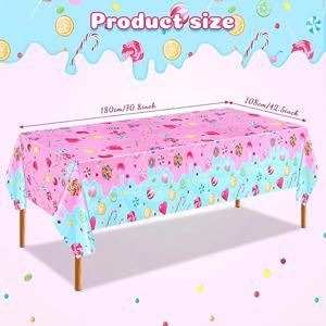 TEMU 할로윈, 크리스마스, 1개 컬러풀 캔디 테마 일회용 테이블보 - 180cm, 화려한 핑크 베이스와 축제 캔디 패턴 (달걀, 롤리팝, 구미), 생일, 결혼식, 휴일, 야외 파티 & 데이 장식에 완벽, 축제 이벤트 액세서리 | 테이블 세팅 | 컬러풀 테이블보, 캔디 바 용품