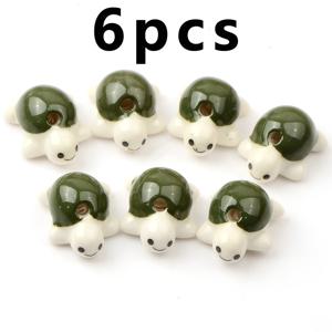 TEMU 2/4/6개 16*21mm 녹색 거북이 모양 세라믹 비즈, 사랑스러운 해파리 도자기 비즈, 경사 구멍 비즈 - 2.5mm 구멍 비즈 & 비즈 모음 (주얼리 제작 키트 펜용)