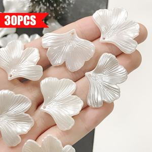 TEMU 30개 아크릴 화이트 리프 비즈 - 22x30mm 빈티지 DIY 공예용, 목걸이 팔찌 귀걸이 액세서리, 자연 영감 디자인의 섬세한 혈관 패턴, 보석 비즈, 창의적인 크래프트, 우아한 액세서리, 매끄러운 마감, 수제 예술가용 비딩 소품