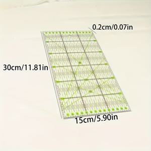 TEMU 1pc 투명 아크릴 퀼팅 규칙, 이중 컬러 그리드 라인이 있는 투명 사각형 자수 측정 도구, 직물 절단 철로 사용하는 공예용 철로, 15x30cm (5.91x11.8 인치)