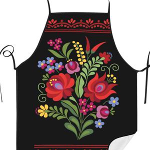 TEMU 레트로 레드 페퍼 프린트 주방 앞치마 - 칠리 & 벨 페퍼 패턴, 풀 커버리지 셰프 앞치마, 그릴링 & 케어 유니폼, 요리사 및 전문 셰프용