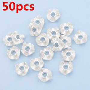 TEMU 10mm 물결 모양 레이스 스페이서 100개/50개입, 큰 구멍 꼬임 스페이서, 수제 펜트레이드 비즈, 홀 원형 원형 패드, 물결 모양 꽃 지지대, 팔찌, 목걸이, 발찌, 귀걸이에 적합한 장식 비즈