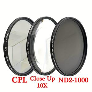 TEMU KnightX 3-in-1 클로즈업 10X + CPL + ND2-1000 필터 49/52/55/58/62/72mm, 초슬림 원형 편광기, 조절 가능한 중성 밀도, 변형 중성 밀도 렌즈 필터, 전문가용 매크로 사진 카메라 액세서리