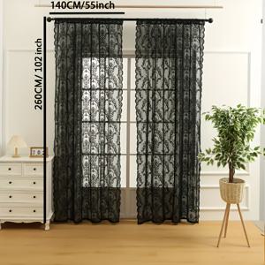 TEMU 거실용 블랙 레이스 커튼 1개, 창문 커튼, 발코니 웨이브 파티션 쉬어 커튼, 침실용 미완성 창문 쉬어