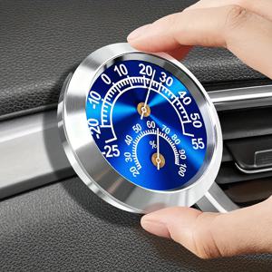 TEMU 1개 합금 온도계 게이지, -25°C ~ 55°C 온도 습도 측정기, 실내 사용, 자동차 내부 액세서리, RV 장식, 선물 아이디어, 배터리 필요 없음, RV 온도 게이지 | 디스플레이 | 명확한 숫자 디자인, 야외 온도계 장식