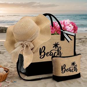 TEMU 여성용 비치 핸드백, 패셔너블한 