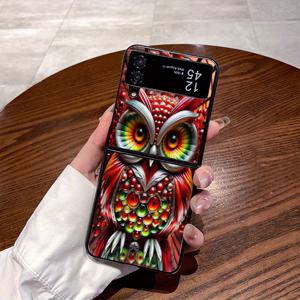 TEMU 휴대폰 케이스 - 비즈로 만든 올빼미 패턴 디자인, 삼성 Z Flip3, Z Flip4, W23 Flip, Z Flip5, W24 Flip, Z Flip6, Z Fold2, W21, Z Fold3, W22, Z Fold4, W23, Z Fold5, W24에 적합