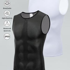 TEMU 남성용 민소매 사이클링 언더셔츠 2매 세트, 빠른 건조 디자인, 자전거 타기에 적합, 통기성 좋은 원단 사용
