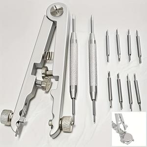 TEMU 시계 수리 도구 - 시계 팔찌 스프링 바 제거 플라이 세트, 8개의 추가 팁 핀 포함, 또한 2개의 작은 듀얼 헤드 밴드 스프링 바 리무버 포함, No.6825 시계 스프링 바 제거 플라이어, 스트랩 스프링 바 제거 및 교체용 표준 도구