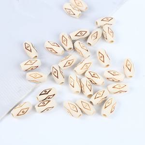 TEMU 100개/8x15mm 인쇄된 고체 목재 비즈, 수제 주얼리 DIY 팔찌 재료