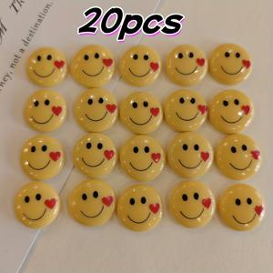 TEMU 20/40개 세트 노란색 해피페이스 & 하트 레진 참, DIY 주얼리, 폰케이스, 헤어 액세서리 및 공예 장식용