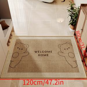 TEMU 겨울 선 옐로우 바닥 TPR - 타임 스레드 - 코지 베어 / 홈 진입 매트 [1개 겨울 선 브랜드 이지 라인 만화 스타일 진입 매트, 흡수성 및 미끄럼 방지 도어 매트, 부드럽고 편안한 주방 매트, 진입구에 적합]