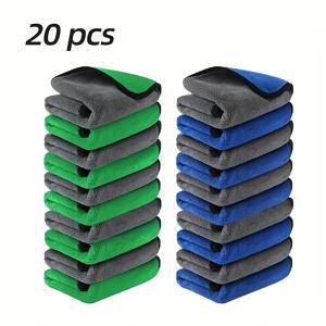 TEMU 차량 청소용 퀵 드라이, 흡수성, 내구성 우수 초극세사 타월 20개입. 디테일링에 적합하며 얼룩 제거 기능이 있습니다. 고밀도 코랄 플리스 소재로 제작되었으며 세척이 용이하며 빠른 건조 및 흡수성을 위해 디자인되었습니다.