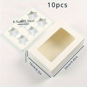 TEMU 투명 창문과 인서트가 있는 10개입 화이트 컵케이크 박스 - 컵케이크, 머핀 및 디저트용 6구 박스 - 재사용 가능하고 냉동실에 안전한 종이 디자인 - 홈 베이킹, 파티, 케이크 숍, 파티 디저트 프레젠테이션에 완벽함 | 꽃무늬 장식