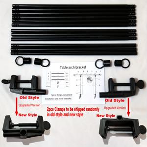 TEMU 꽃 장식을 위한 조절 가능한 메탈 테이블 아치 브래킷 세트, 크기 98 X 47인치, 블랙 스테인리스 스틸 로드 스탠드와 클램프가 특징입니다. 이 웨딩 풍선 테이블 아치 키트는 생일 같은 축하 행사를 위한 배경 스탠드로 사용됩니다.