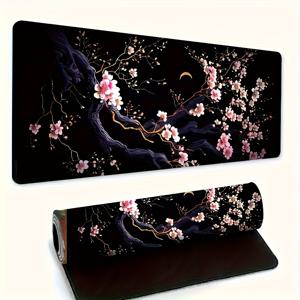 TEMU 초대형 벚꽃 디자인 게이밍 마우스 패드 - 고화질 인쇄, 미끄럼 방지 베이스, 정밀 스티치 가장자리, 직사각형 책상 매트 사무실, 공부용, 홈 데코, 책상용 마우스 패드
