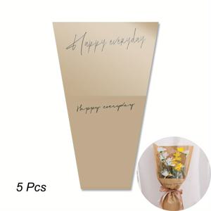 TEMU 크라프트지 소재 꽃 포장지 5개 - 내구성 있는 플라스틱, 부케 장식용, 꽃집 용품, 결혼식 및 행사 장식, DIY 생일 선물, 밸런타인데이, 어머니의 날, 이벤트 장식에 이상적 | 우아한 부케 정리 | 장식