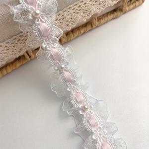 TEMU 2야드, 폭 3cm, 리본 레이스로 주름 처리 가능, 물에 녹는 자수로 지지판, 인형 옷, 가방 제작 및 수공예 추가에 적합